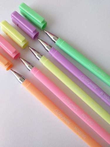 Imagen 2 de 5 de Lapiceras Roller Tinta Silky X5 Colores Pasteles Mooving Edu