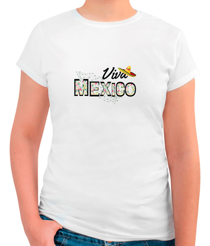 Playera Dama - Viva México Mapa - Fiesta Patria - Septiembre