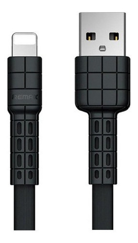 Cable resistivo para iPhone Flat Remax de 2,4 A, 1 metro, color negro