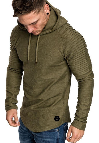 . Playera Hombre Manga Larga Con Capucha Slim Fit Moda