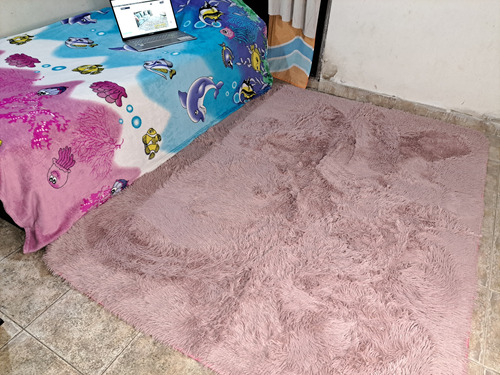 Alfombra Piel De Oveja Peluda 200x150cm Rosado Tenue