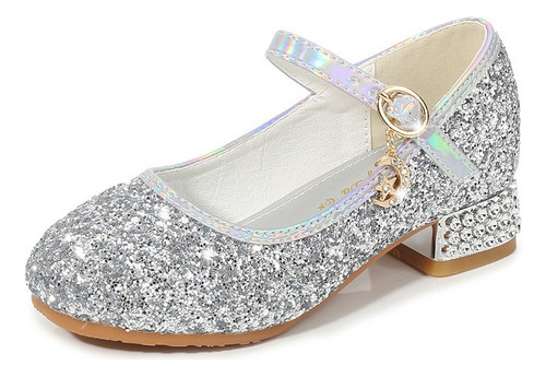 Zapatos Princesa Lentejuelas De Plata Para Niñas S:25-38