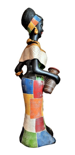 Imagem 3 de 9 de Boneca Africana Saia E Faixa Coloridas Artesanato Caruaru
