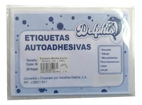 Etiqueta Autoadhesiva Multipropósito Media Carta Paq X25