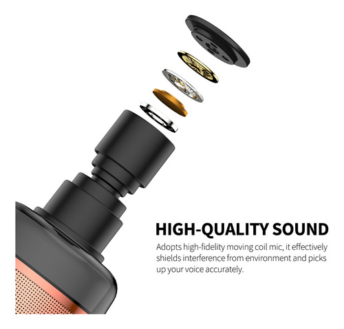 Micrófono Portátil Inalámbrico Para Karaoke Con Luces Led 2