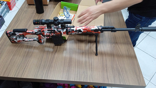 Arma Gel Grafite Awm Mira Sniper Automatica Svd Free Fire