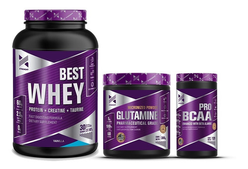 Xtrenght Best Whey 2 Lb + Glutamina 300 + Bcaa Pro X120 Cps 