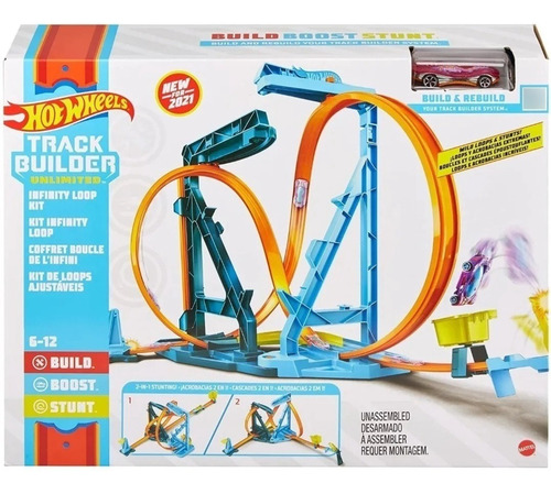 Pista Lanzamiento Loop Infinito Hot Wheels Track Builder Color Azul