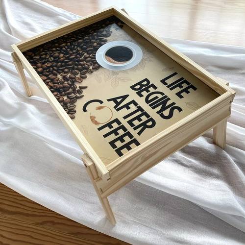 Bandeja De Cama Para Desayunos Madera Con Patas 41 X 31 Cm Color Coffe