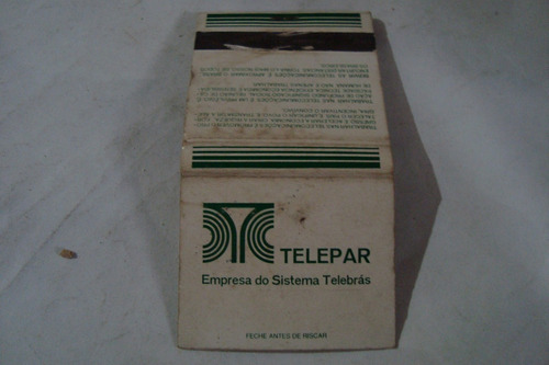 Cartela Vazia Fosforos Fiat Lux / Telepar Sistema Telebras