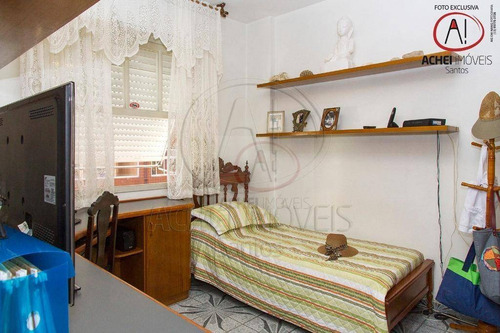 Apartamento À Venda, A 1 Quadra Da Praia Com 3 Dormitórios, 2 Vagas, 132 M² Por R$ 585.000 - José Menino - Santos/sp - Ap10375
