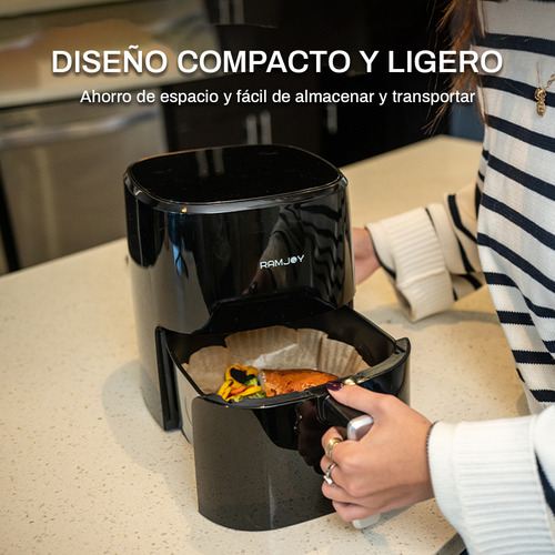 Ramjoy RAF-350 freidora de aire de 3.5L de galón compacta color negro