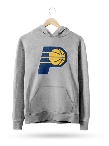  Buzo Canguro Nba Indiana Pacers Logo Simple Gris