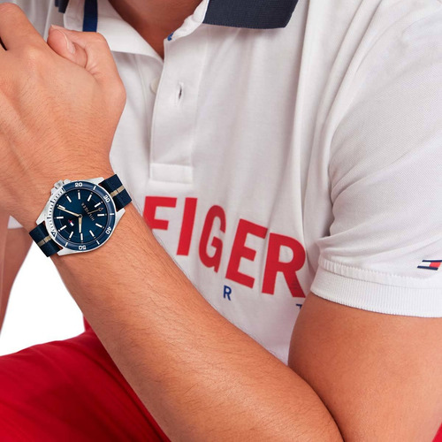 Reloj Tommy Hilfiger Para Hombre De Tela 1792011 Color de la malla Azul Color del bisel Azul Color del fondo Azul