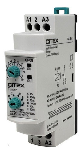 Temporizador de relé temporal Ci-08, 220 V/24 h, 1 s hasta 100 h