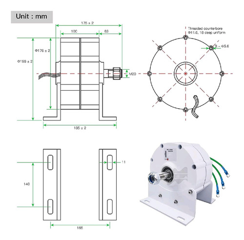 Gerador De Ímã Permanente 24v Para Turbina Eólica