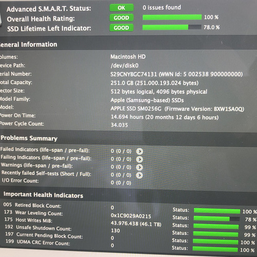 Ssd 256gb Macbook Pro (2014-2015) Macbook Air (2013-2017) Negro (Usado)