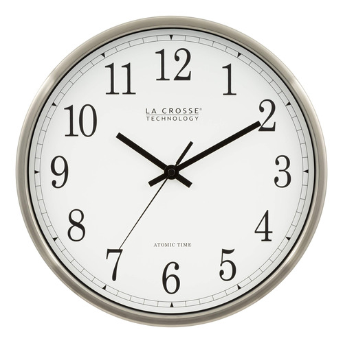 Reloj Pared Analogico Atomico 12  Aluminio Negro