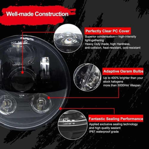 Faros De 6 Leds Universales Para Moto Harley