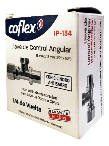 Llave Angular C. De Agua 1/2 X 1/2 Ip-134 Lavabo, Wc, Coflex