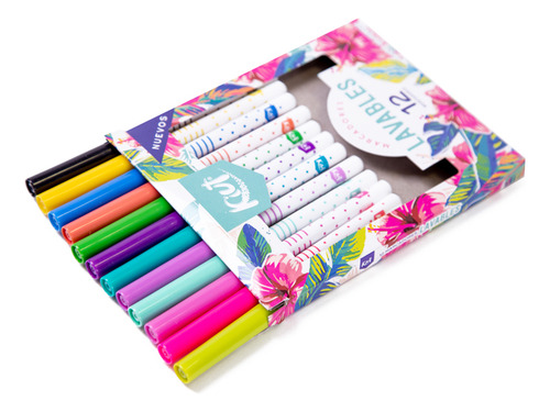 Marcadores Lavables Kiut 12 Piezas Colores Brillantes