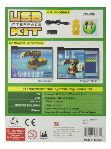 Interfaz Usb Owi Para Brazo Robótico