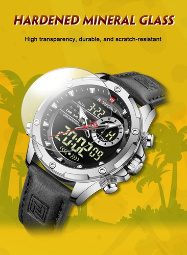 Naviforce Luxury Sport Cronógrafo Relojes De Cuero Para Homb