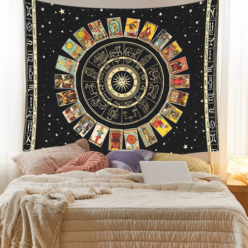 Mandala Tapestry With Tarot Cards For Wall Hanging,