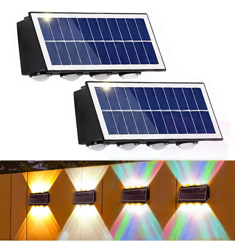 Mooaoo 2pcs Lámpara De Pared Exterior Arbotante 8 Led Ip65, Patio Exterior Solar Arbotante De Jardín 6000k