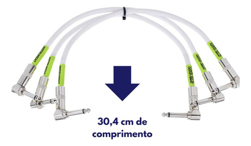 Imagem 5 de 6 de Cabo P10lxp10l Guitarra Pedal 30,48cm C/3 Branco Ernie Ball