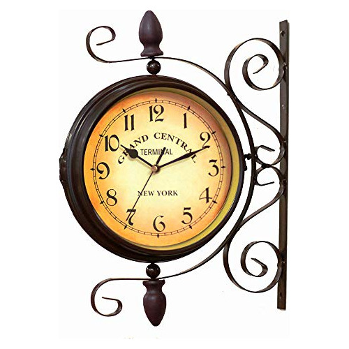 Belmaks Reloj De Pared Vintage De Doble Cara Reloj De Pared 
