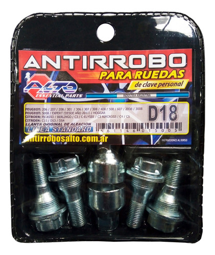 Bulones Antirrobo Citroen Aircross Cactus Ds3 C5 C4 Lounge