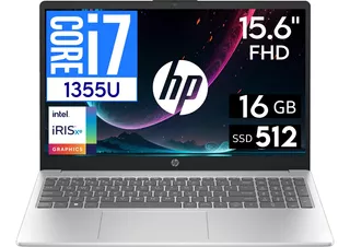 Laptop Hp 15 Core I7 1355u 16gb 512gb 15.6 Win 11 + Funda Color Plateado Natural