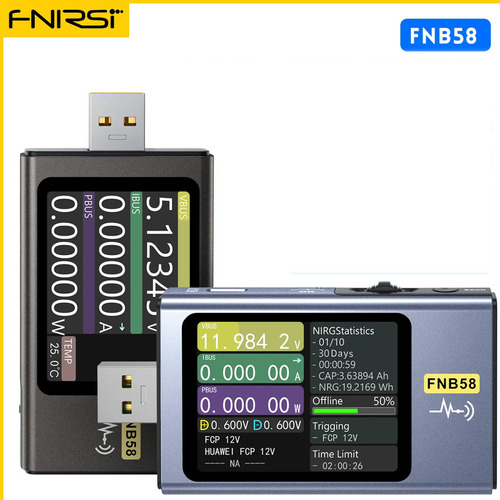 Indicador De Voltaje Y Amperaje Usb 5v A 12v Fnirsi Fnb-58