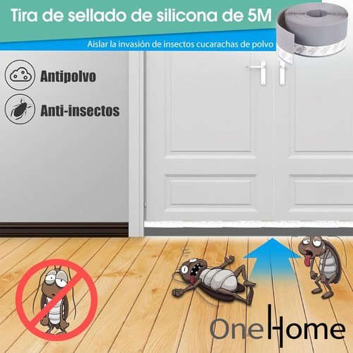 3 Tiras De Sellado Silicona Puertas Ventanas Guardapolvo Grises