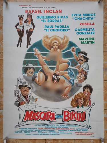 Póster Original Cine Mexicano Máscara Vs Bikini 