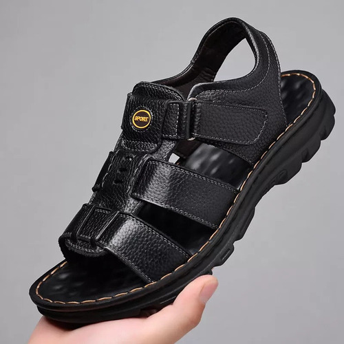Sandalias De Cuero Genuino Para Hombre, Zapatos Para Hombre