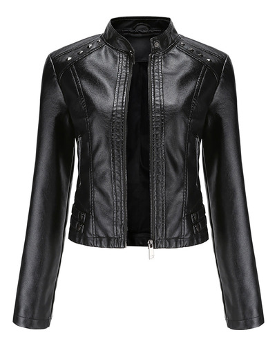 Y Coat, Traje De Moto Delgado De Piel Con Cuello Alto Y Crem