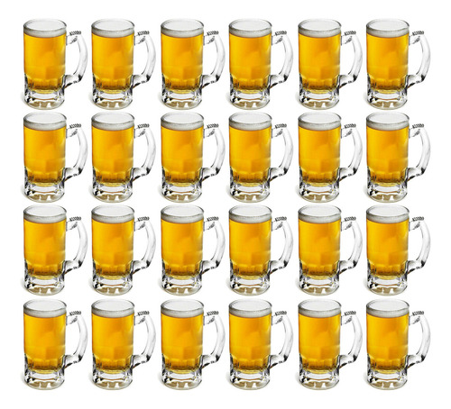 Conjunto Com 24 Canecas De Chopp Cerveja De Vidro 375 Ml Cor Transparente Stein