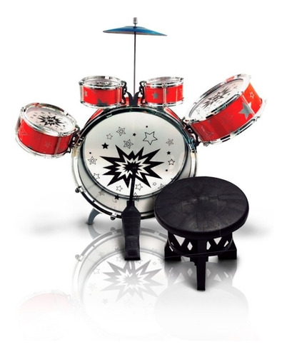 Mini Bateria Infantil Com Banquinho Bw039