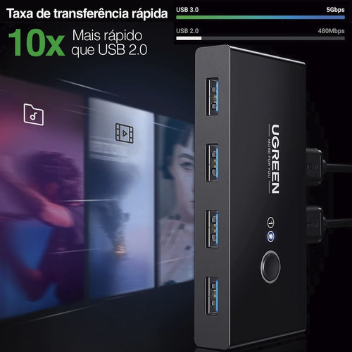 Switch Kvm Usb 3.0 2 Pc`s Com 4 Ent. Usb 3.0 Seletor