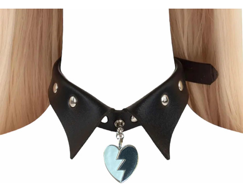 Chocker Cuello Eco Cuero Puntas Tachas Y Corazón Kpop Gótico