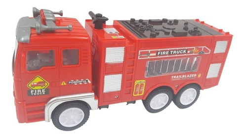 Camion Grua De Bomberos Firetruck 25cm Aprox Luces Sonido