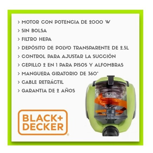 Aspiradora Black+decker Power Pro De 2.5 Litros Vcbd8530 #mh