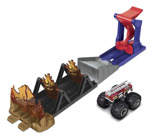 Monster Trucks   Through Hero  Set Con Vehículo Y Lanz...