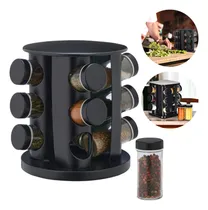 Comprar Porta Condimento Giratório 9 Pote Vidro Tampa Dosadora Preto