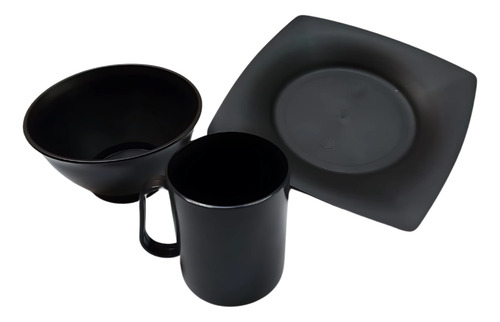 Kit 10 Prato Quadrado 10 Caneca 450ml E 10 Cumbucas 700ml