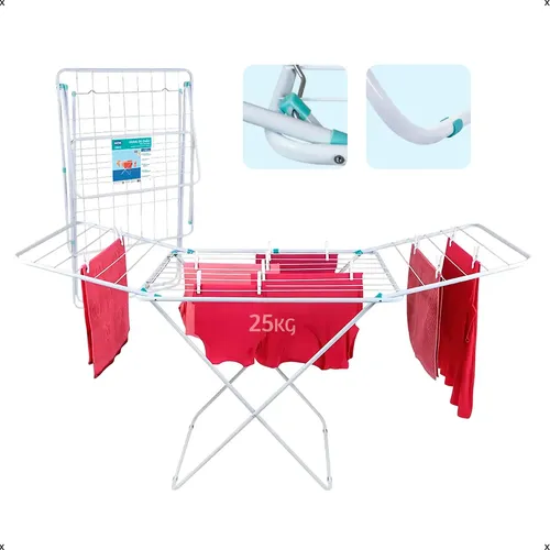 Varal De Chão Reforçado Com Abas Dobrável Retrátil 1,74 Mts Branco