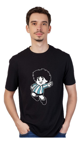 Remera Negra - Dieguito Maradona - Unisex Moda Futbol 