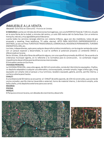 Inmueble A La Venta Ubicación: Santa Rosa De Calamuchita